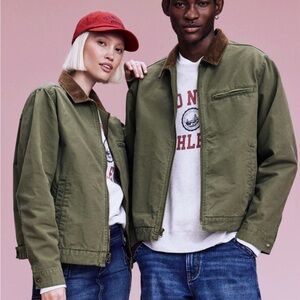 Old Navy Olive Jacket with Brown Collar